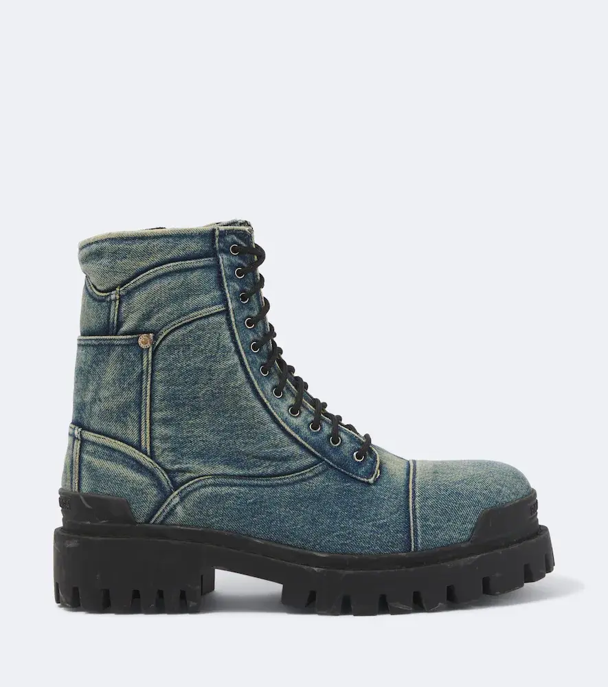 Balenciaga Combat Strike denim lace-up boots | Thumbnail 6