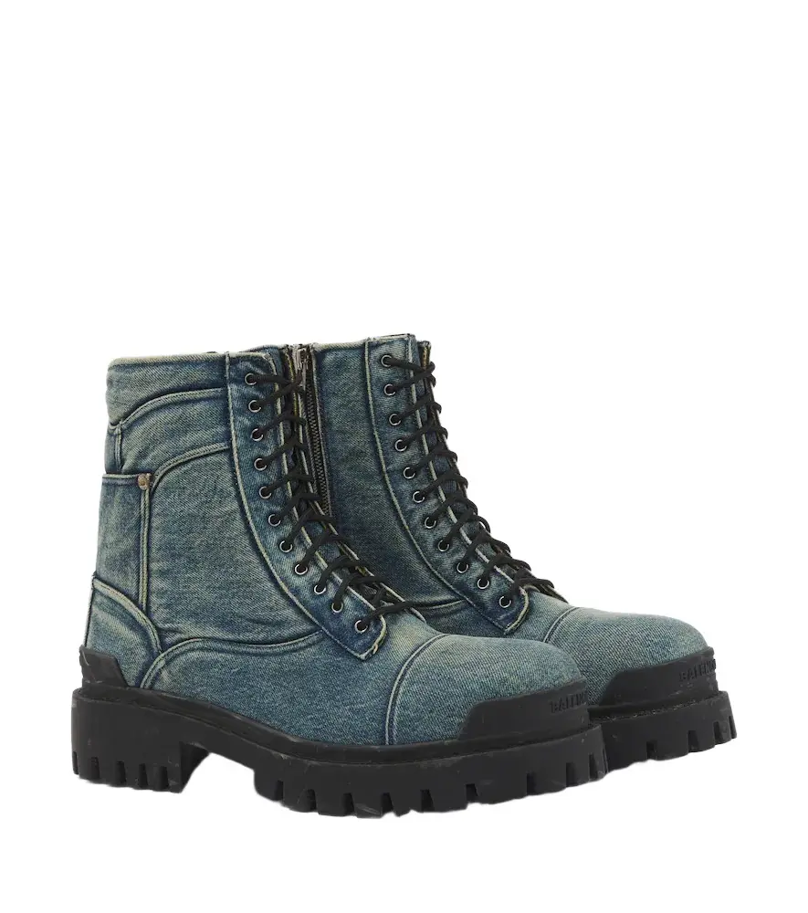 Balenciaga Combat Strike denim lace-up boots | Image 1 Balenciaga Combat Strike denim lace-up boots | Image 1
