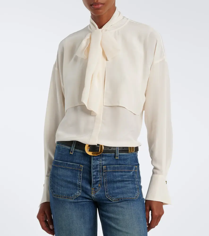 Veronica Beard Darlis tie-neck crêpe de chine blouse | Thumbnail 2 Veronica Beard Darlis tie-neck crêpe de chine blouse | Thumbnail 2