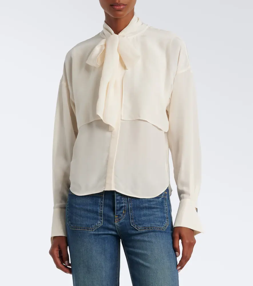 Veronica Beard Darlis tie-neck crêpe de chine blouse | Thumbnail 4 Veronica Beard Darlis tie-neck crêpe de chine blouse | Thumbnail 4