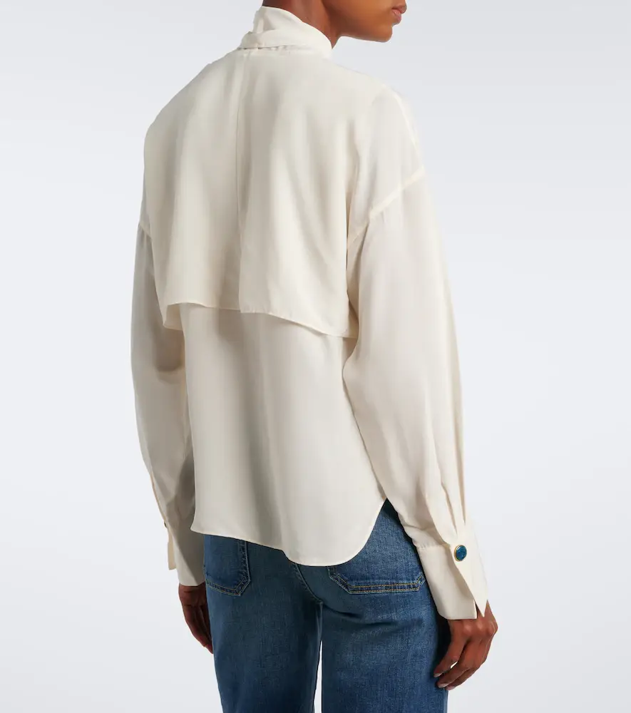 Veronica Beard Darlis tie-neck crêpe de chine blouse | Thumbnail 6 Veronica Beard Darlis tie-neck crêpe de chine blouse | Thumbnail 6