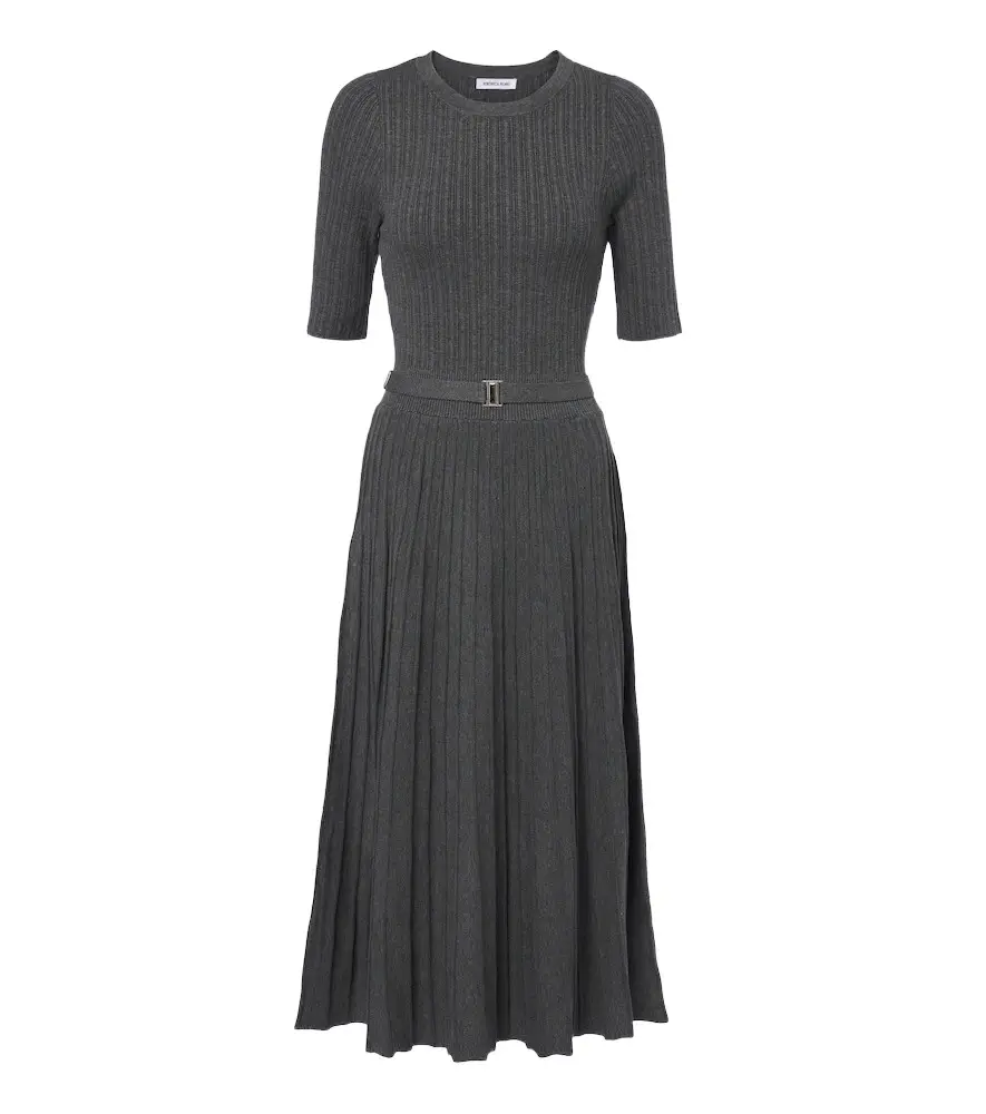 Veronica Beard Elthea belted ribbed-knit midi dress | Image 1 Veronica Beard Elthea belted ribbed-knit midi dress | Image 1