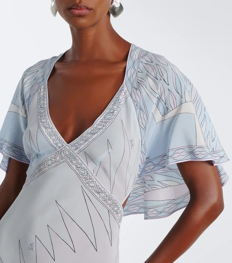 PUCCI Labirinto asymmetric silk crêpe de chine midi dress | Thumbnail 3