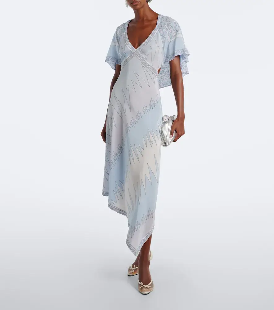 PUCCI Labirinto asymmetric silk crêpe de chine midi dress | Thumbnail 5