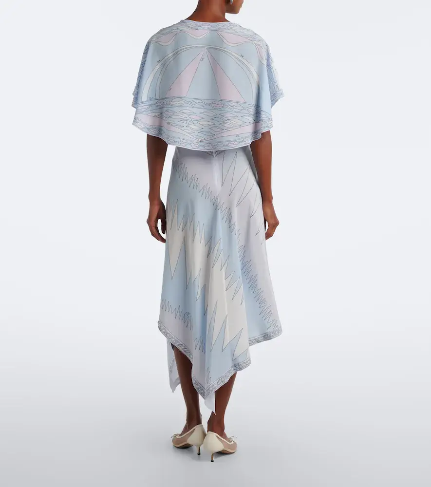 PUCCI Labirinto asymmetric silk crêpe de chine midi dress | Thumbnail 6