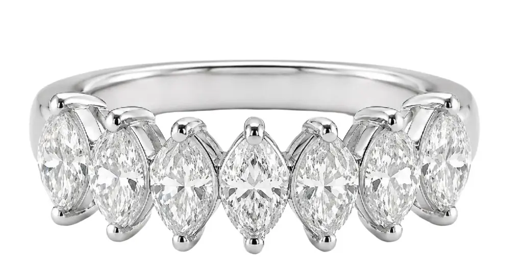 Wish Fine Jewelry 2.325ct Diamond 18K Gold Marquis Half Eternity Ring | Image 1 Wish Fine Jewelry 2.325ct Diamond 18K Gold Marquis Half Eternity Ring | Image 1