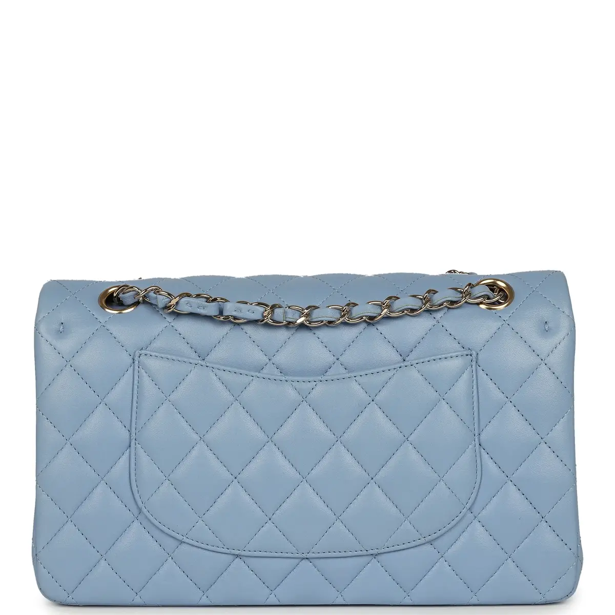 Chanel Chanel Medium Classic Double Flap Bag Light Blue Lambskin Light Gold Hardware | Thumbnail 4