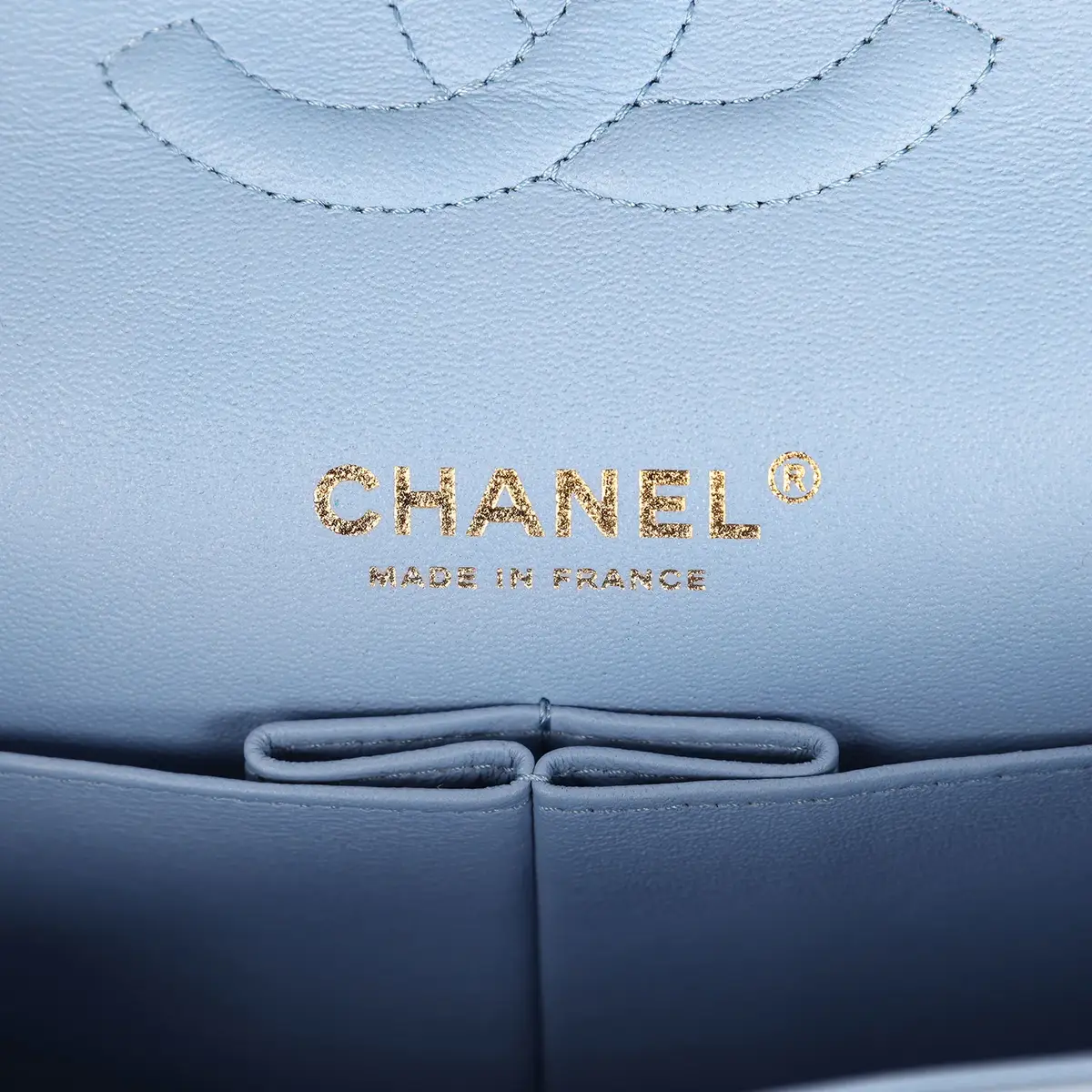 Chanel Chanel Medium Classic Double Flap Bag Light Blue Lambskin Light Gold Hardware | Thumbnail 9
