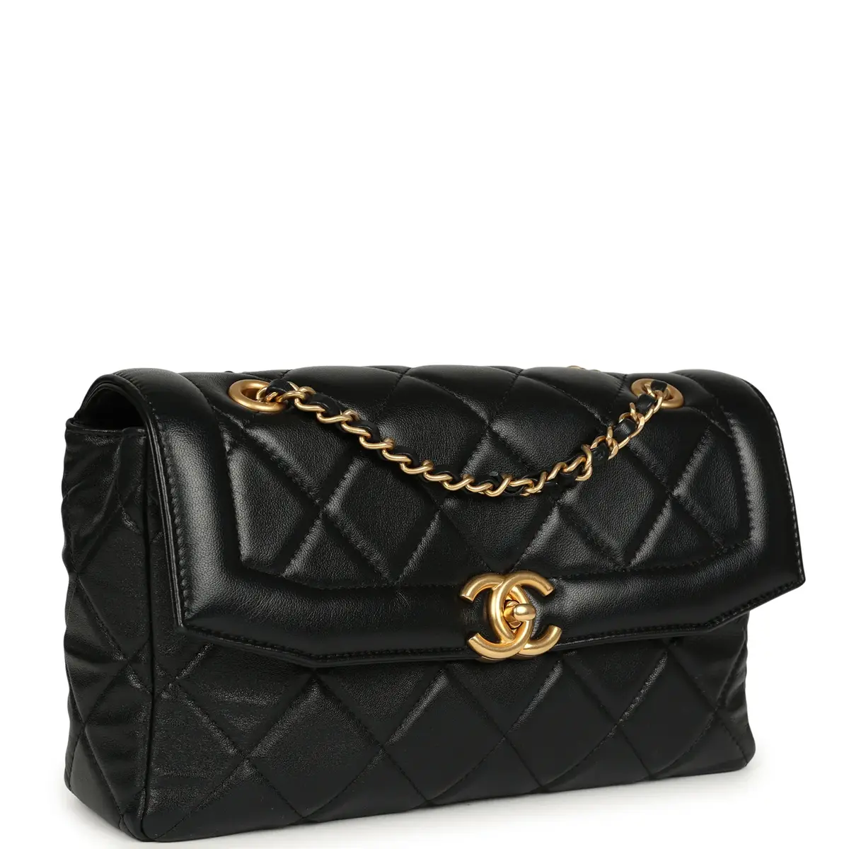 Chanel Chanel Medium Flap Bag Black Shiny Lambskin Antique Gold Hardware | Thumbnail 2 Chanel Chanel Medium Flap Bag Black Shiny Lambskin Antique Gold Hardware | Thumbnail 2
