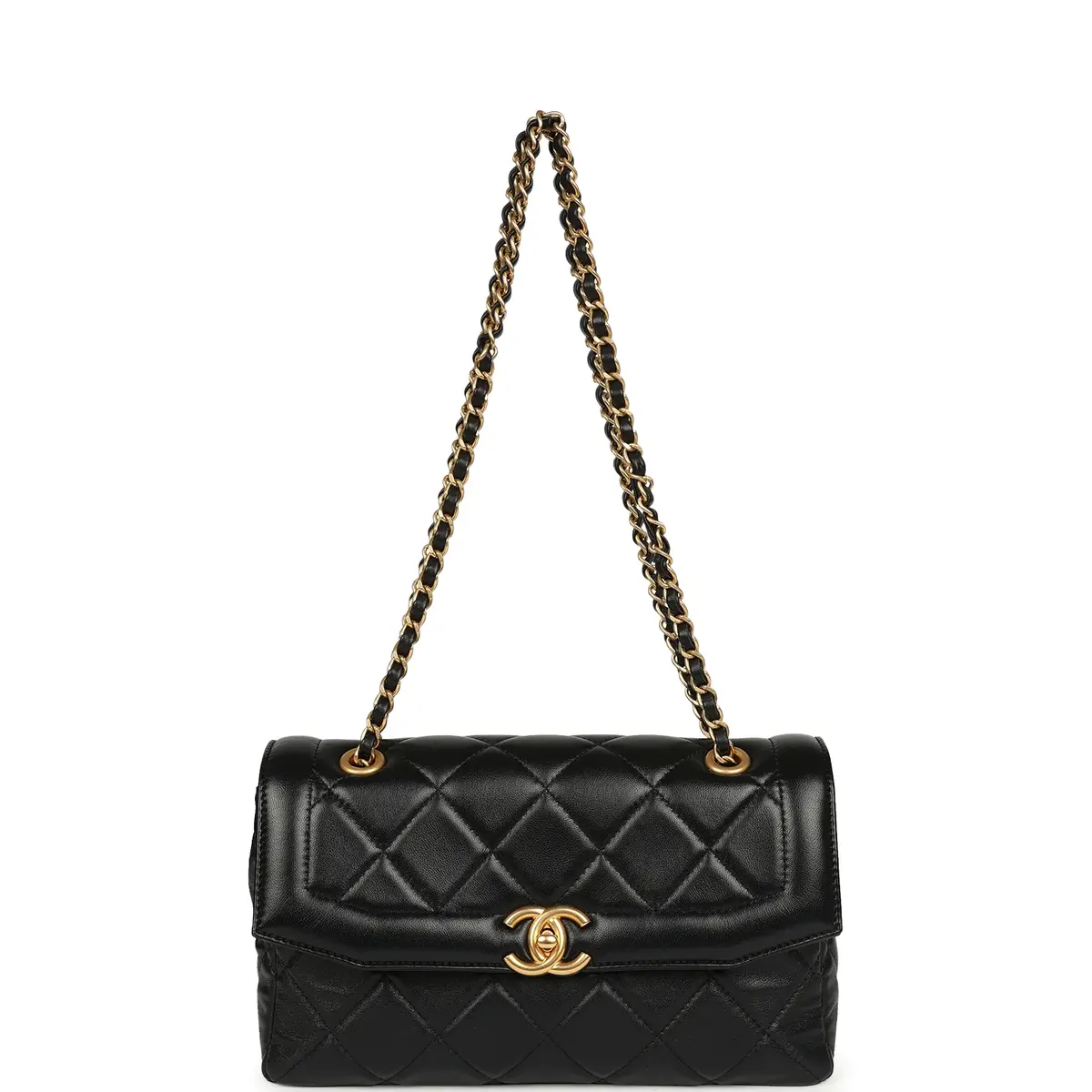 Chanel Chanel Medium Flap Bag Black Shiny Lambskin Antique Gold Hardware | Thumbnail 7 Chanel Chanel Medium Flap Bag Black Shiny Lambskin Antique Gold Hardware | Thumbnail 7