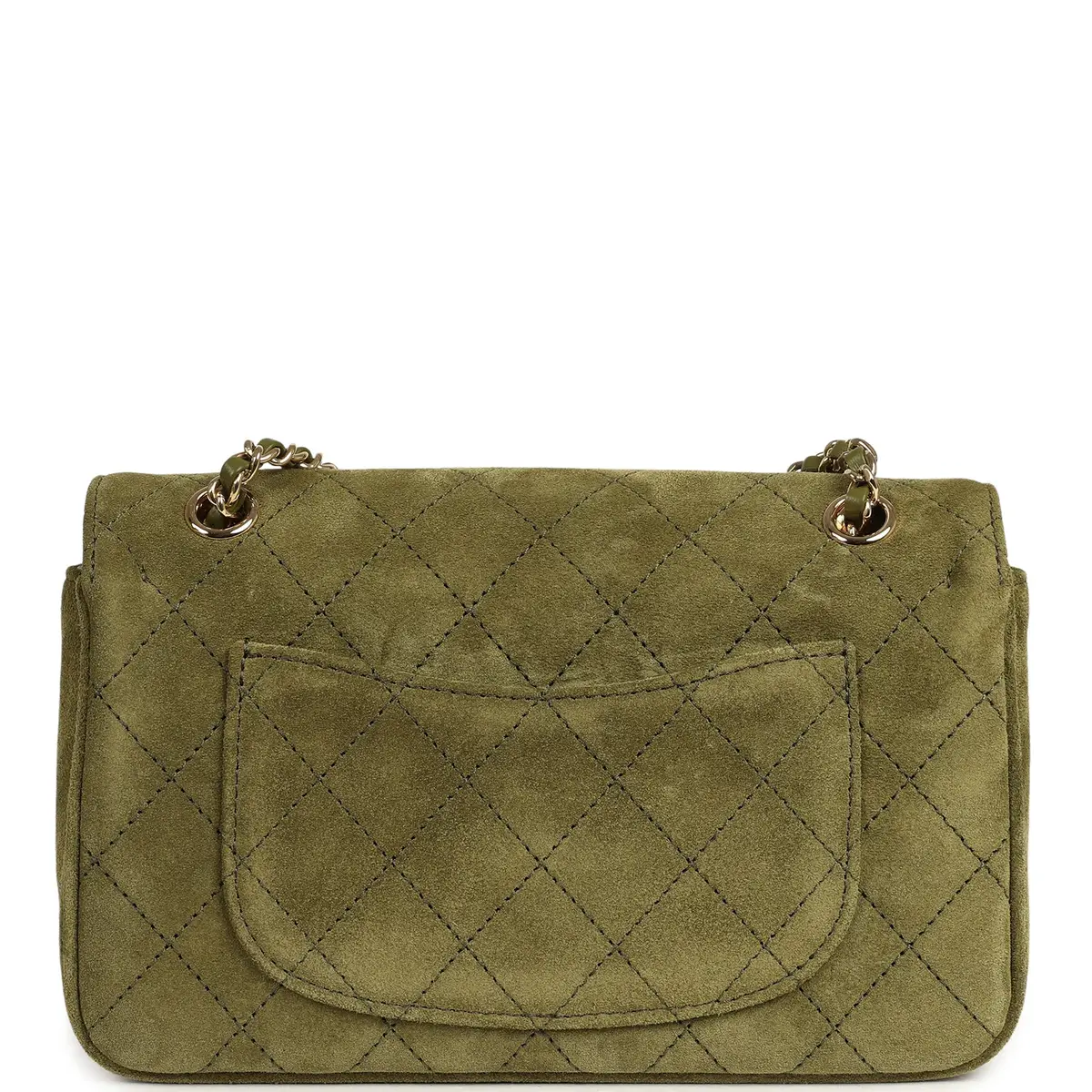Chanel Chanel Mini "Souplissimo" Flap Bag Khaki Suede Gold Hardware | Thumbnail 4