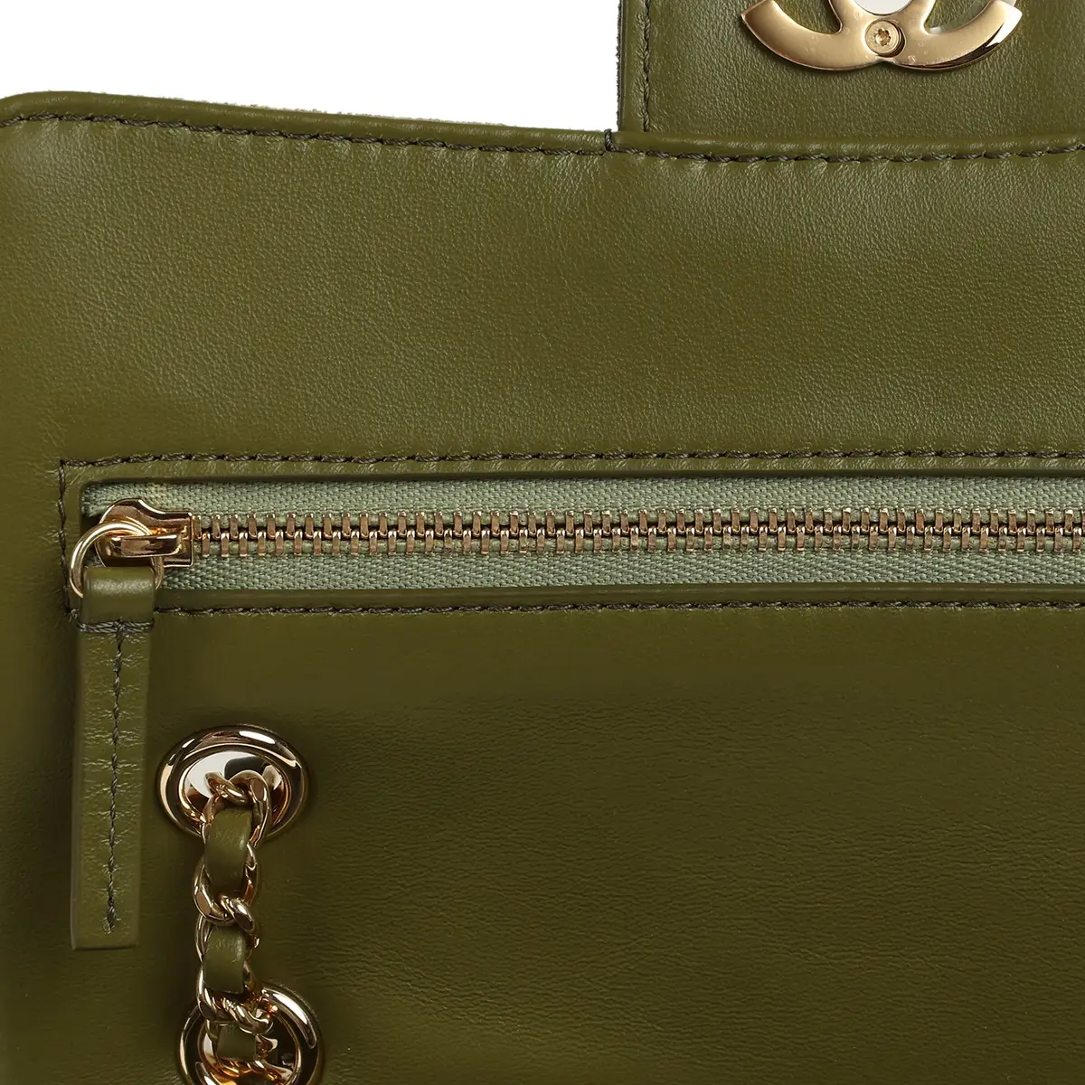 Chanel Chanel Mini "Souplissimo" Flap Bag Khaki Suede Gold Hardware | Thumbnail 8