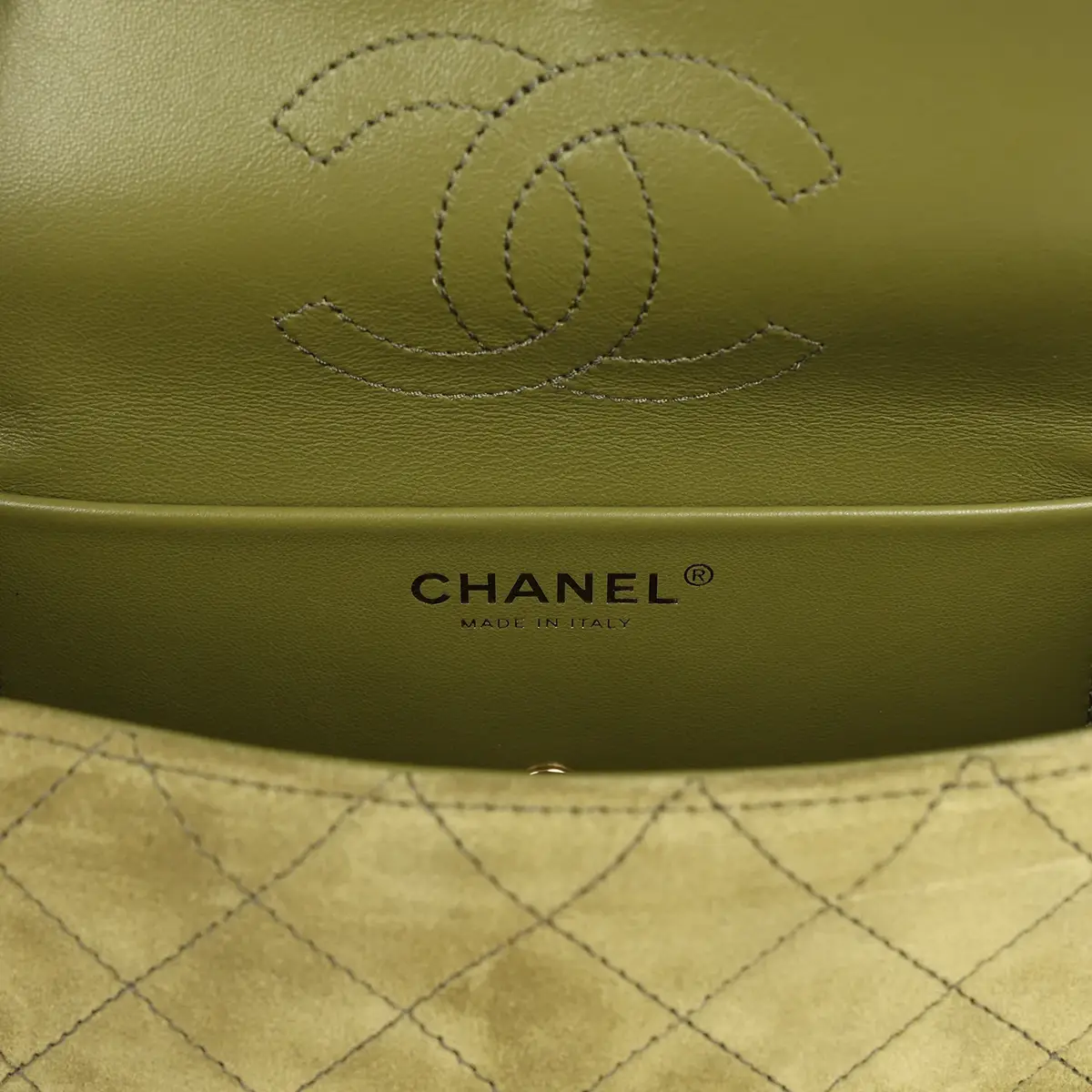 Chanel Chanel Mini "Souplissimo" Flap Bag Khaki Suede Gold Hardware | Thumbnail 9