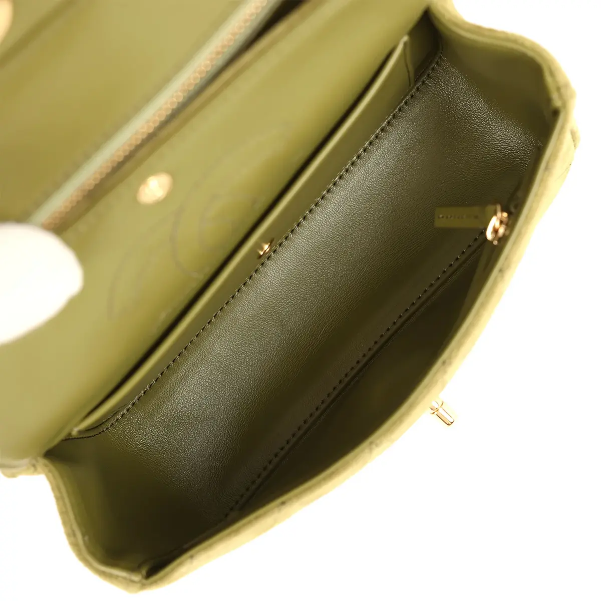 Chanel Chanel Mini "Souplissimo" Flap Bag Khaki Suede Gold Hardware | Thumbnail 10