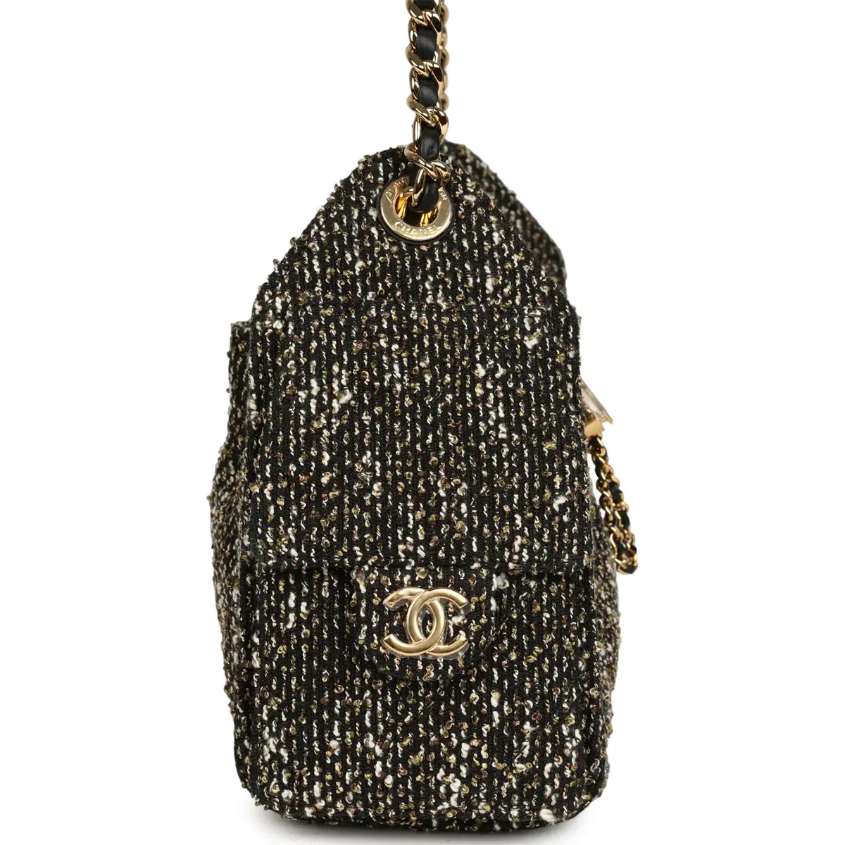 Chanel Chanel Mini 25 Hobo Bag Black, White, Gold Tweed Boucle Gold Hardware | Thumbnail 3