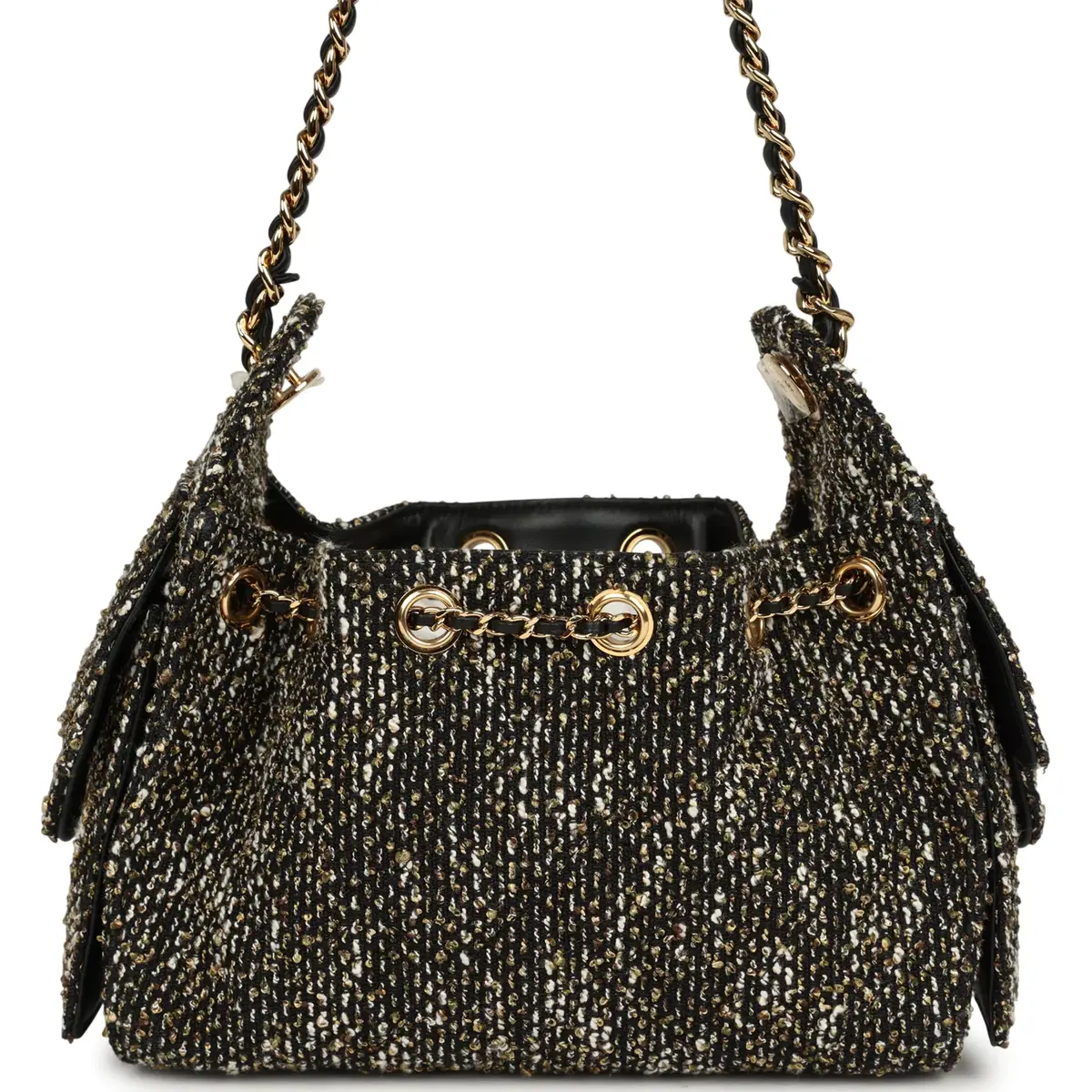 Chanel Chanel Mini 25 Hobo Bag Black, White, Gold Tweed Boucle Gold Hardware | Thumbnail 4