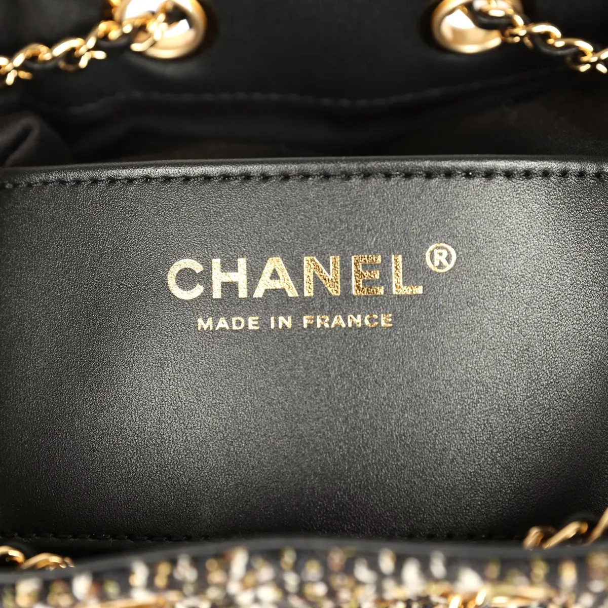Chanel Chanel Mini 25 Hobo Bag Black, White, Gold Tweed Boucle Gold Hardware | Thumbnail 9