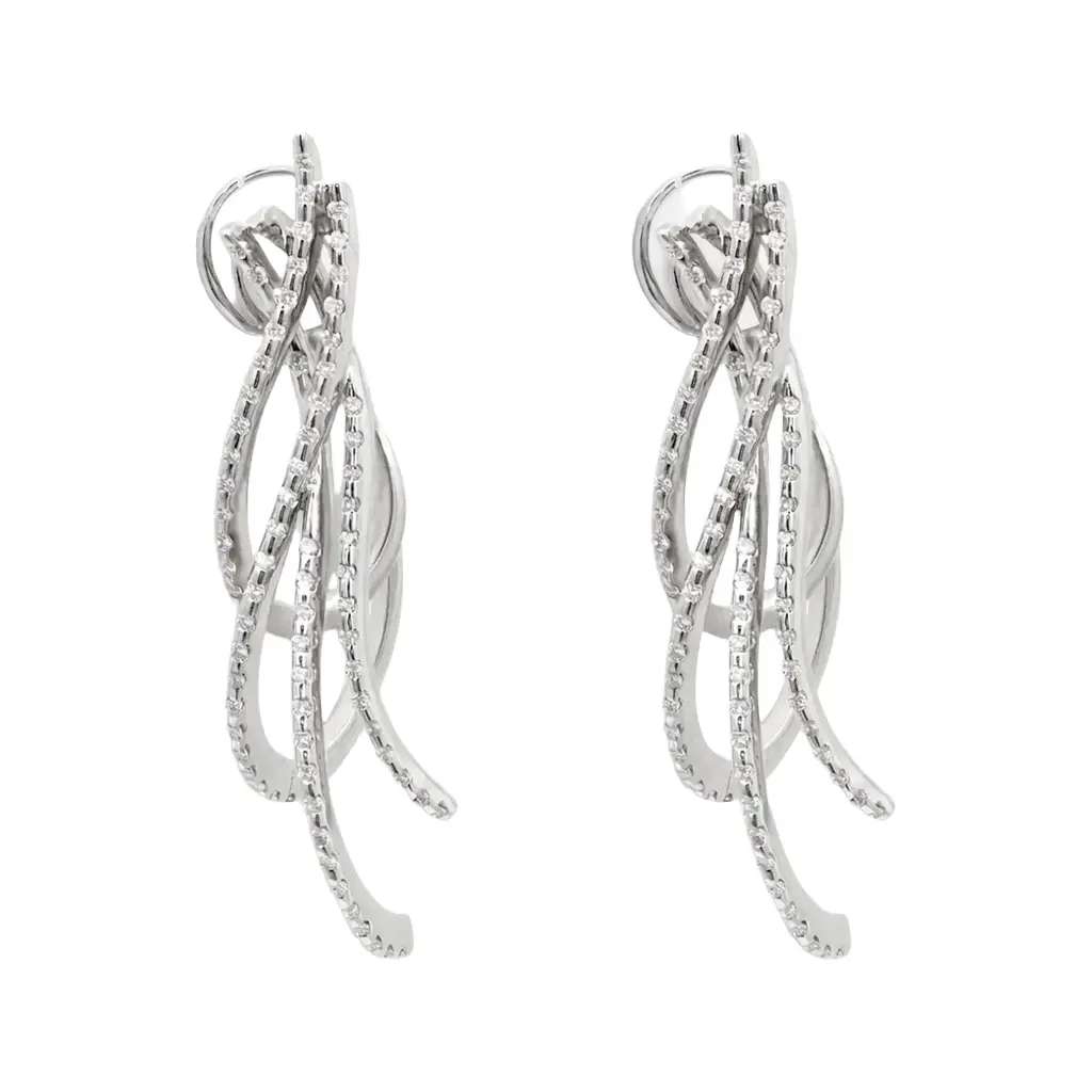Crivelli Crivelli Cascading Ribbon Design 18K White Gold Diamond Earrings by The Solist