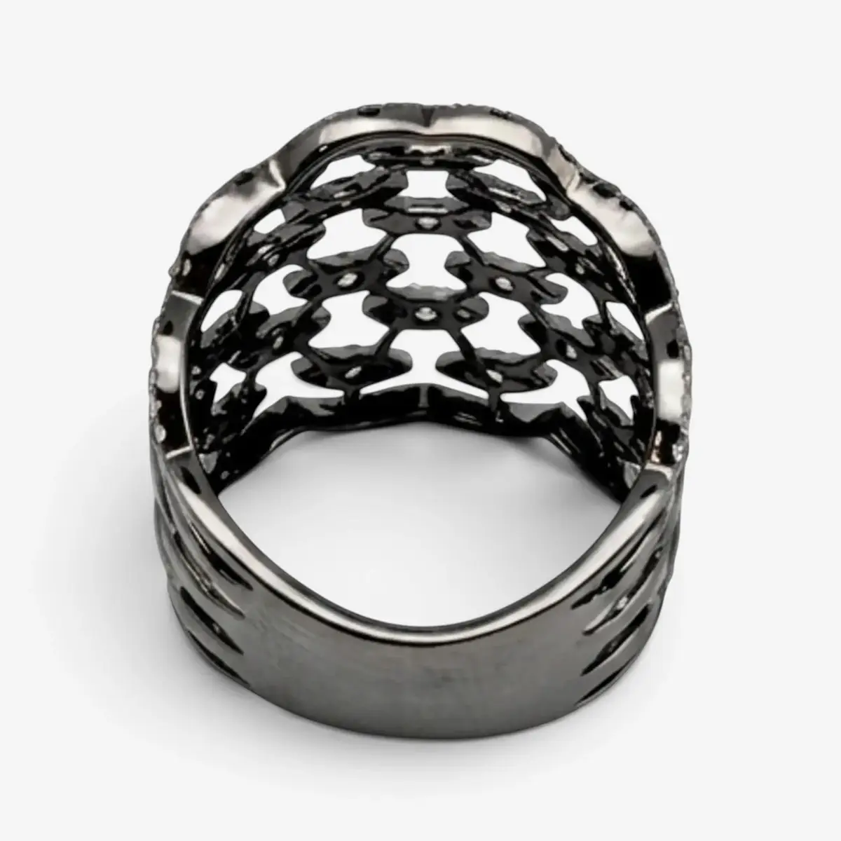 Crivelli Crivelli Fascia Bombata Griffata 18K White Gold & Rhodium Diamond Ring Sz. 6 by The Solist | Thumbnail 5