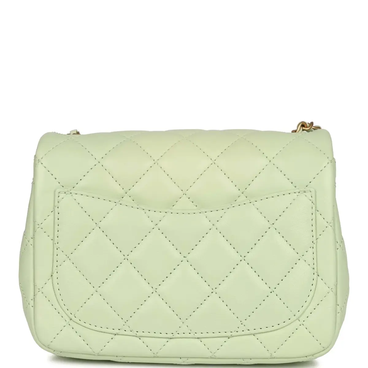 Chanel Chanel Mini Square Pearl Crush Flap Bag Light Green Lambskin Antique Gold Hardware | Thumbnail 4 Chanel Chanel Mini Square Pearl Crush Flap Bag Light Green Lambskin Antique Gold Hardware | Thumbnail 4