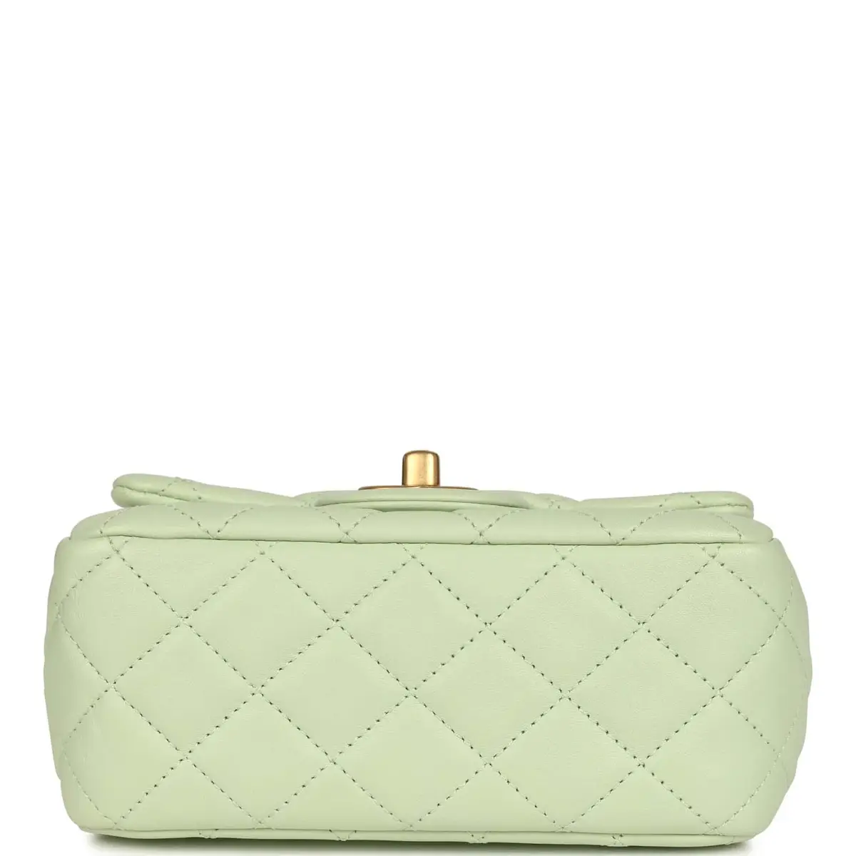 Chanel Chanel Mini Square Pearl Crush Flap Bag Light Green Lambskin Antique Gold Hardware | Thumbnail 6 Chanel Chanel Mini Square Pearl Crush Flap Bag Light Green Lambskin Antique Gold Hardware | Thumbnail 6