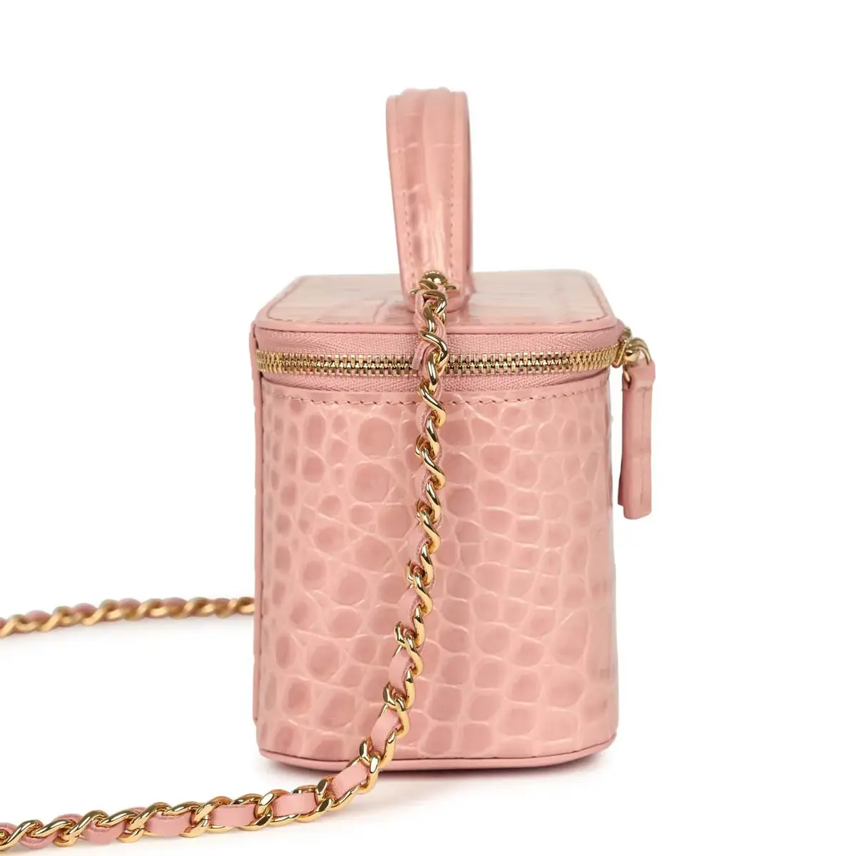Chanel Chanel Small Top Handle Vanity Case Light Pink Croc Embossed Calfskin Gold Hardware | Thumbnail 3 Chanel Chanel Small Top Handle Vanity Case Light Pink Croc Embossed Calfskin Gold Hardware | Thumbnail 3
