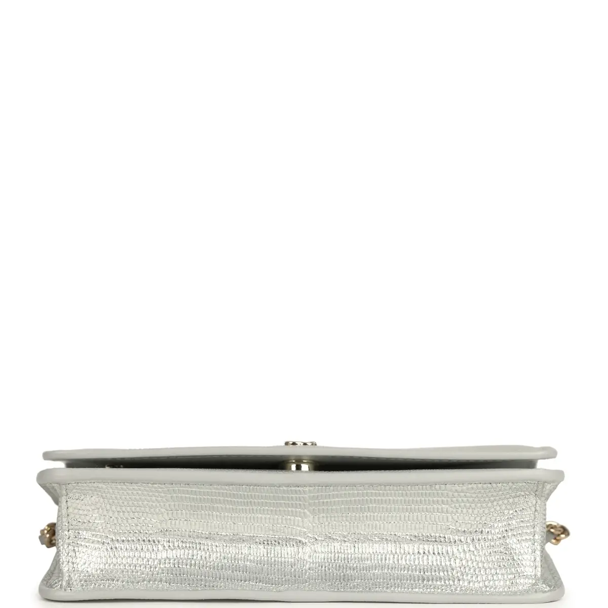 Chanel Chanel Wallet On Chain WOC Silver Metallic Lizard Embossed Calfskin Light Gold Hardware | Thumbnail 6 Chanel Chanel Wallet On Chain WOC Silver Metallic Lizard Embossed Calfskin Light Gold Hardware | Thumbnail 6