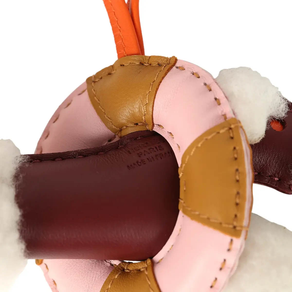 HERMÈS Hermes "A La Mer" Budy Charm Ecru, Rouge H, Feu, Sesame, Rose Sakura Merino Wool and Milo Lambskin | Thumbnail 3
