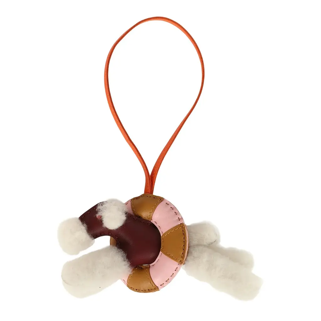 HERMÈS Hermes "A La Mer" Budy Charm Ecru, Rouge H, Feu, Sesame, Rose Sakura Merino Wool and Milo Lambskin | Image 1 HERMÈS Hermes "A La Mer" Budy Charm Ecru, Rouge H, Feu, Sesame, Rose Sakura Merino Wool and Milo Lambskin | Image 1