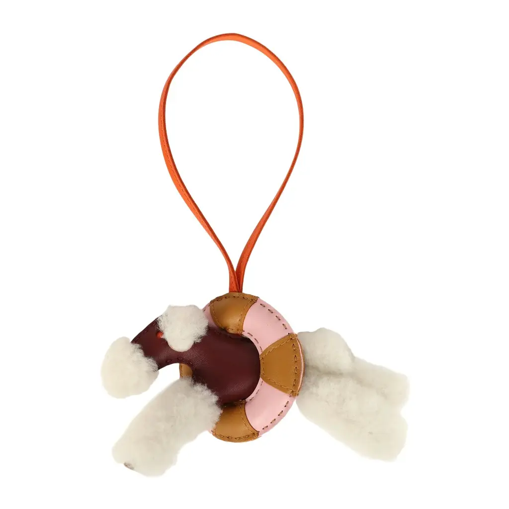 HERMÈS Hermes "A La Mer" Budy Charm Ecru, Rouge H, Feu, Sesame, Rose Sakura Merino Wool and Milo Lambskin | Image 1 HERMÈS Hermes "A La Mer" Budy Charm Ecru, Rouge H, Feu, Sesame, Rose Sakura Merino Wool and Milo Lambskin | Image 1