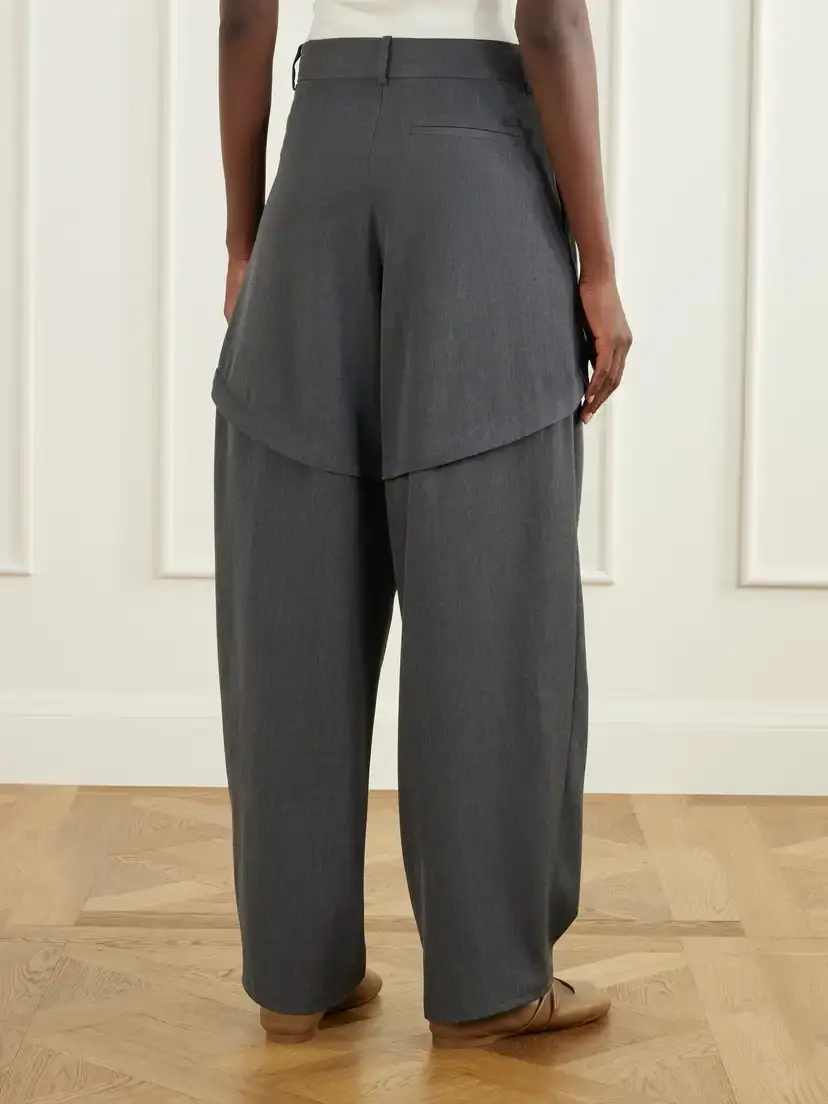 Loewe Logo-embroidered Tiered Wool Mid-rise Wide-leg Pants | Thumbnail 4 Loewe Logo-embroidered Tiered Wool Mid-rise Wide-leg Pants | Thumbnail 4