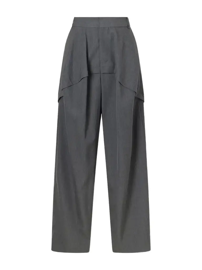Loewe Logo-embroidered Tiered Wool Mid-rise Wide-leg Pants | Image 1 Loewe Logo-embroidered Tiered Wool Mid-rise Wide-leg Pants | Image 1