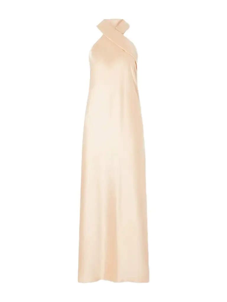 Galvan Pandora Satin Halterneck Midi Dress | Image 1 Galvan Pandora Satin Halterneck Midi Dress | Image 1