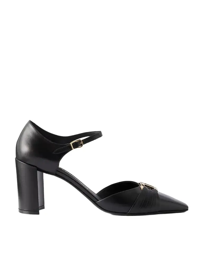 Ferragamo Migea 70 Buckle-detailed Leather Pumps