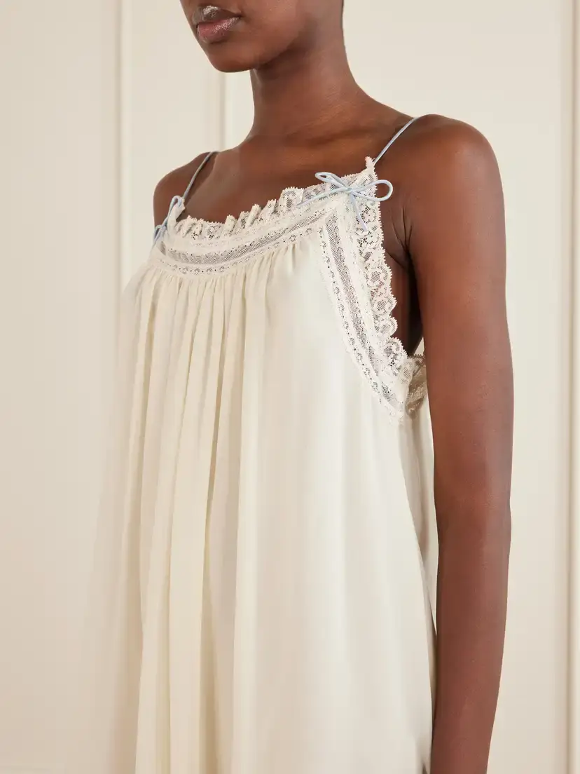 DÔEN Penelope Lace-trimmed Silk Mini Dress | Thumbnail 4 DÔEN Penelope Lace-trimmed Silk Mini Dress | Thumbnail 4