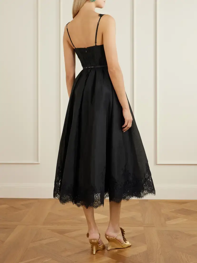 Zimmermann Valiant Belted Lace-trimmed Linen And Silk-blend Corset Midi Dress | Thumbnail 3