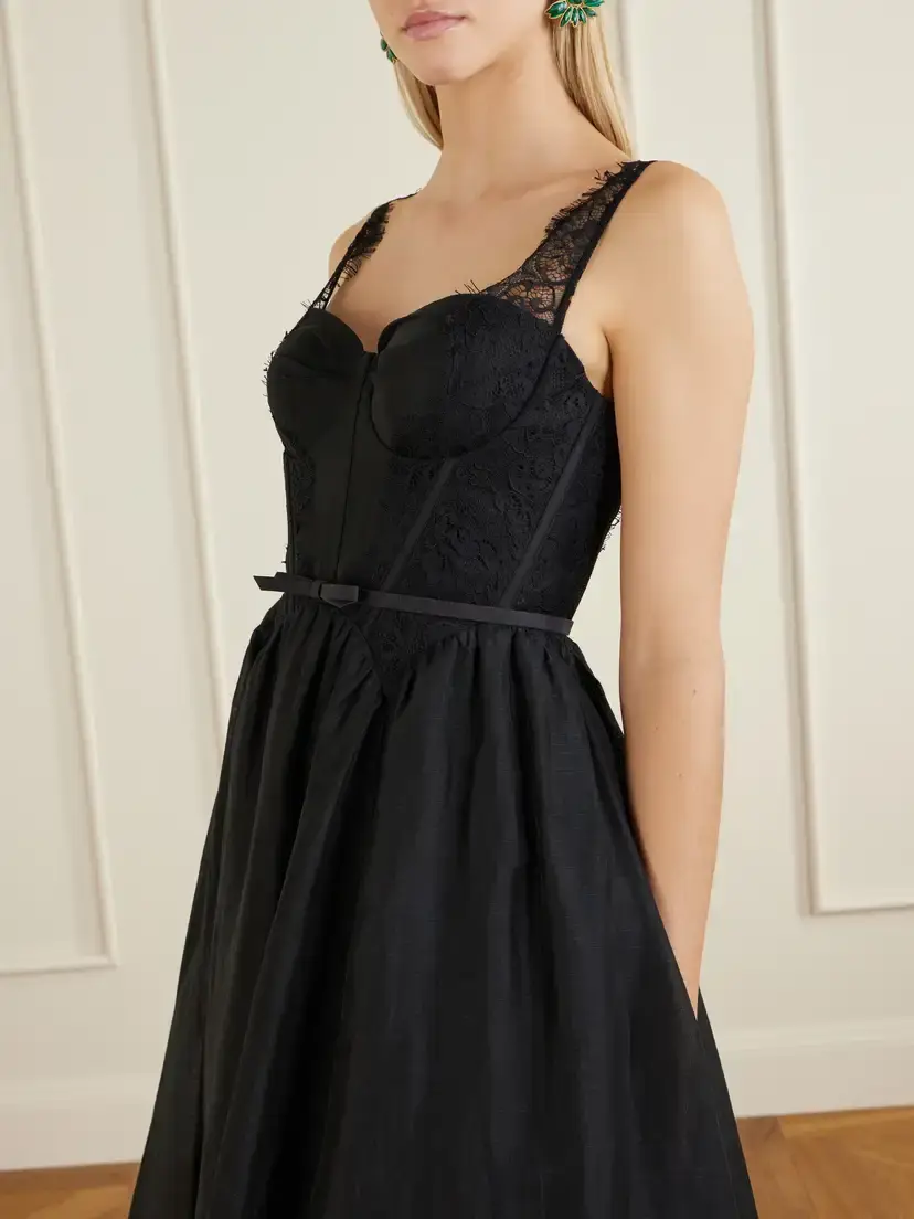 Zimmermann Valiant Belted Lace-trimmed Linen And Silk-blend Corset Midi Dress | Thumbnail 4