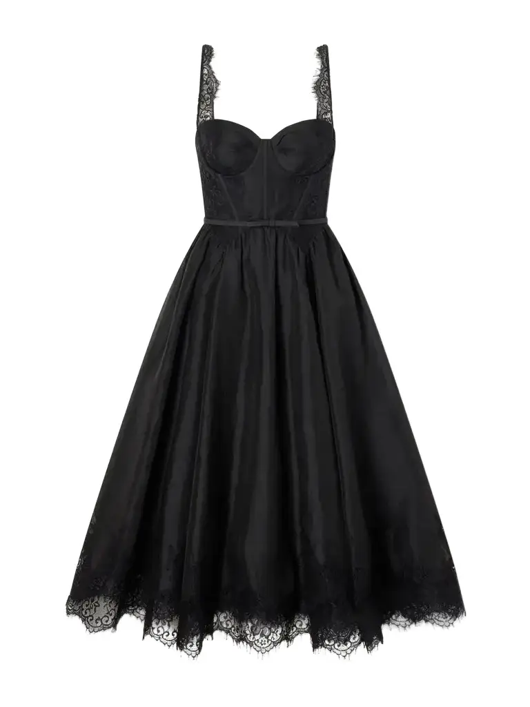 Zimmermann Valiant Belted Lace-trimmed Linen And Silk-blend Corset Midi Dress