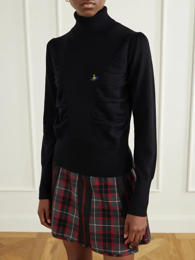 Vivienne Westwood Pamela Logo-embroidered Gathered Wool Turtleneck Sweater | Thumbnail 3 Vivienne Westwood Pamela Logo-embroidered Gathered Wool Turtleneck Sweater | Thumbnail 3
