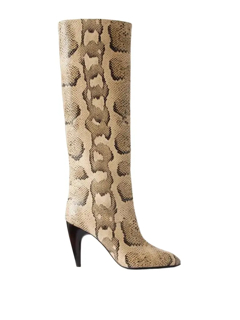 Isabel Marant Jany 100 Snake-effect Leather Knee Boots