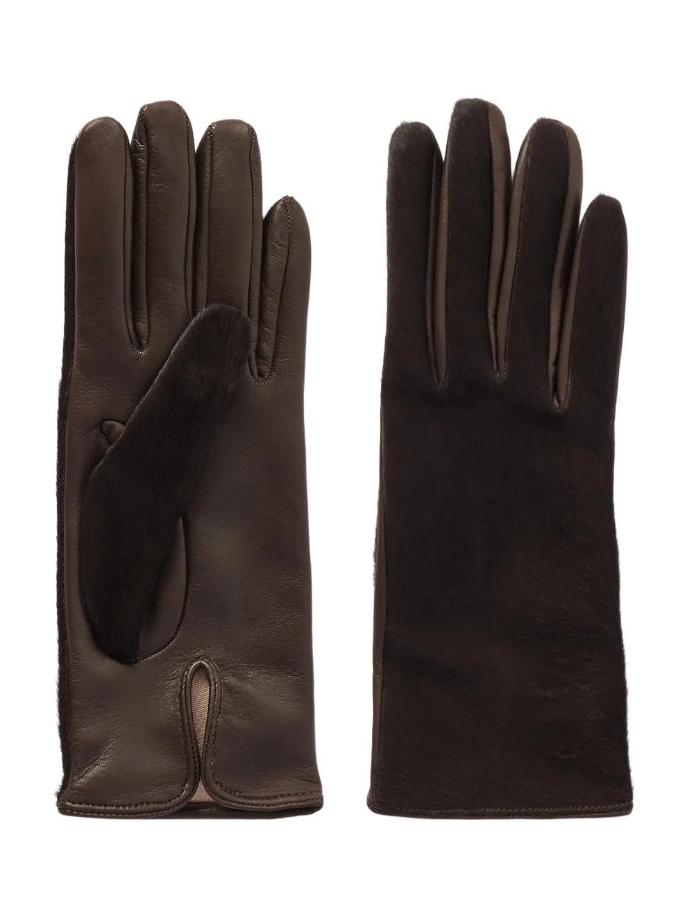 Calf Hair And Leather Gloves - Brown Calf Hair And Leather Gloves - Brown