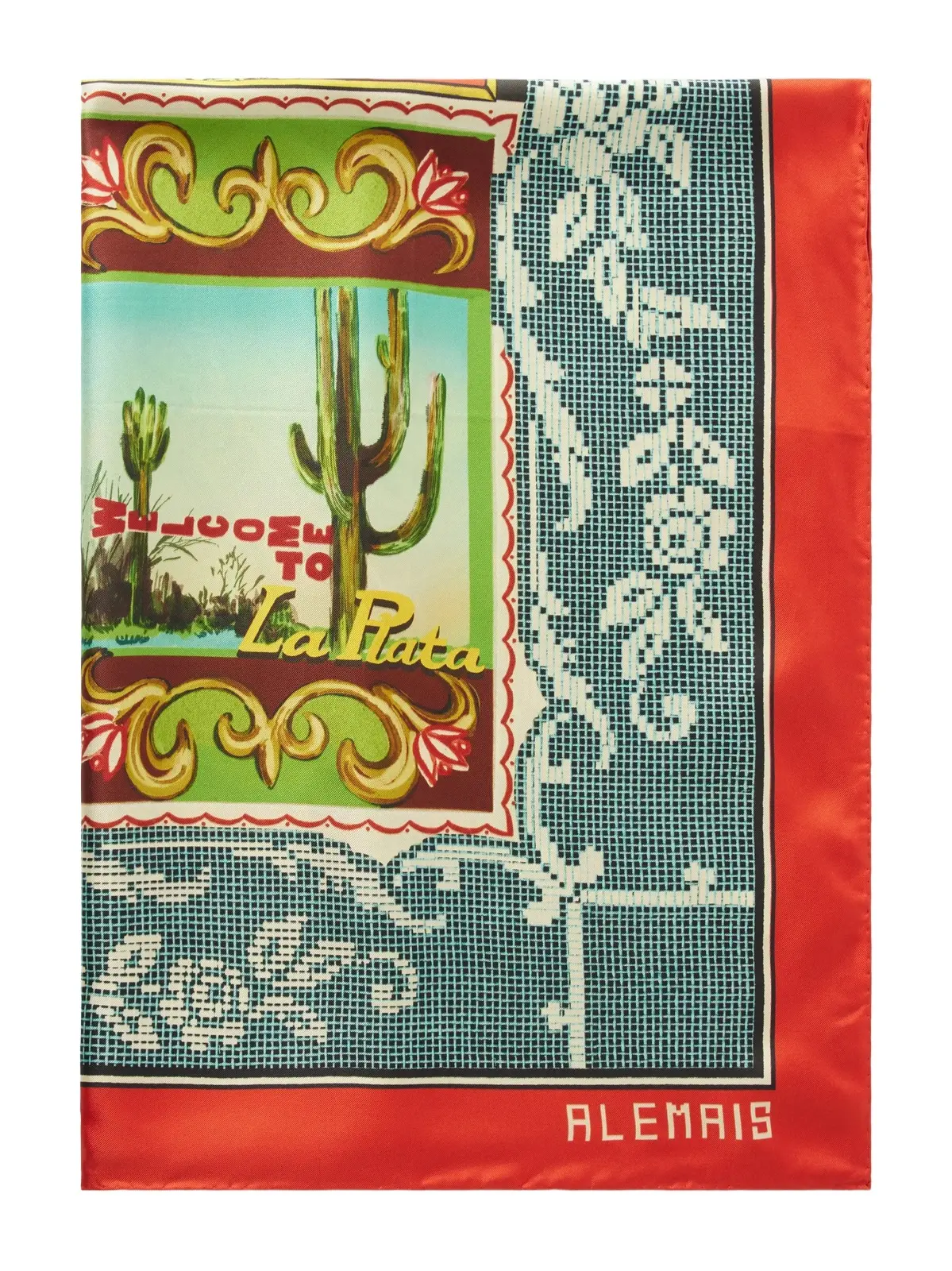 ALÉMAIS Ace Printed Silk-twill Scarf
