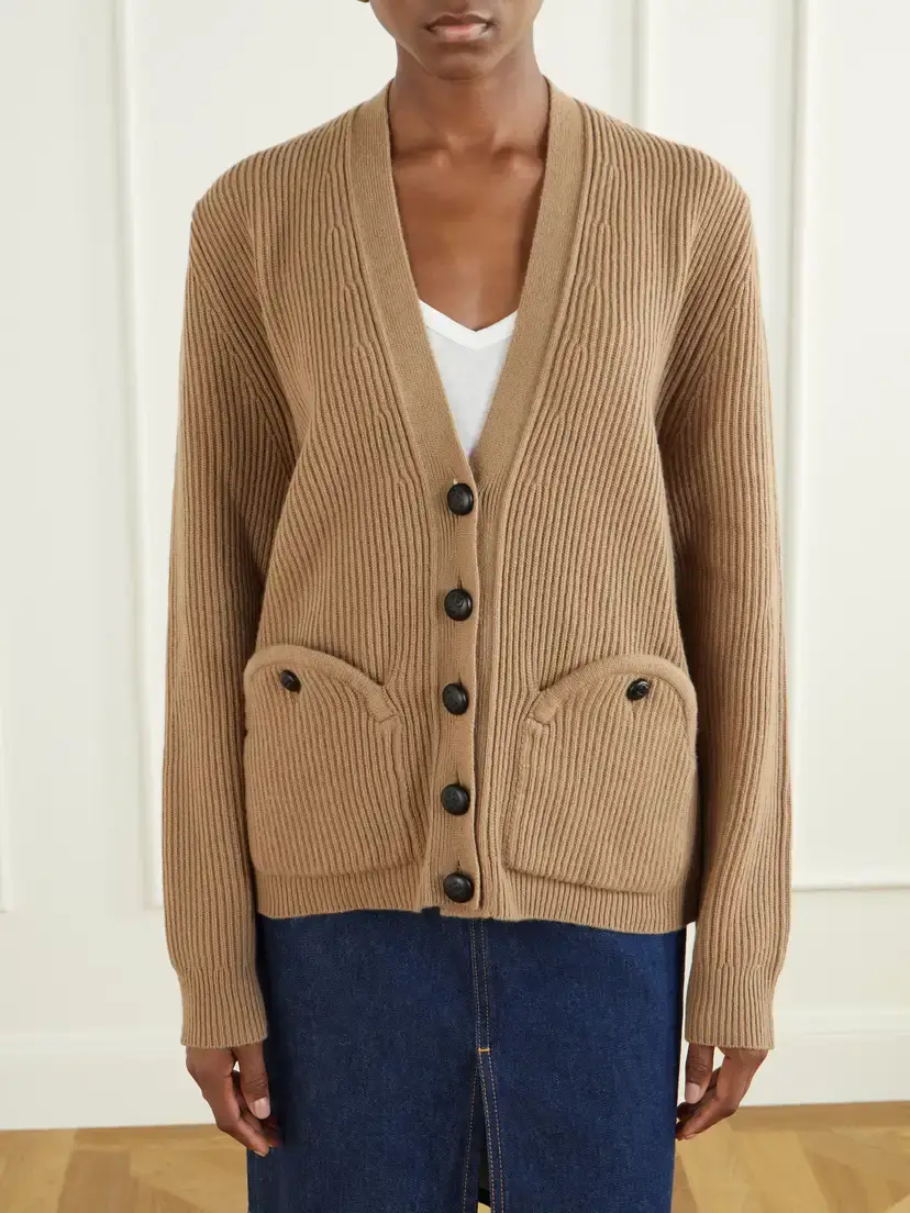 Blazé Milano Highland Uda Ribbed Wool And Cashmere-blend Cardigan - Brown | Thumbnail 3 Blazé Milano Highland Uda Ribbed Wool And Cashmere-blend Cardigan - Brown | Thumbnail 3