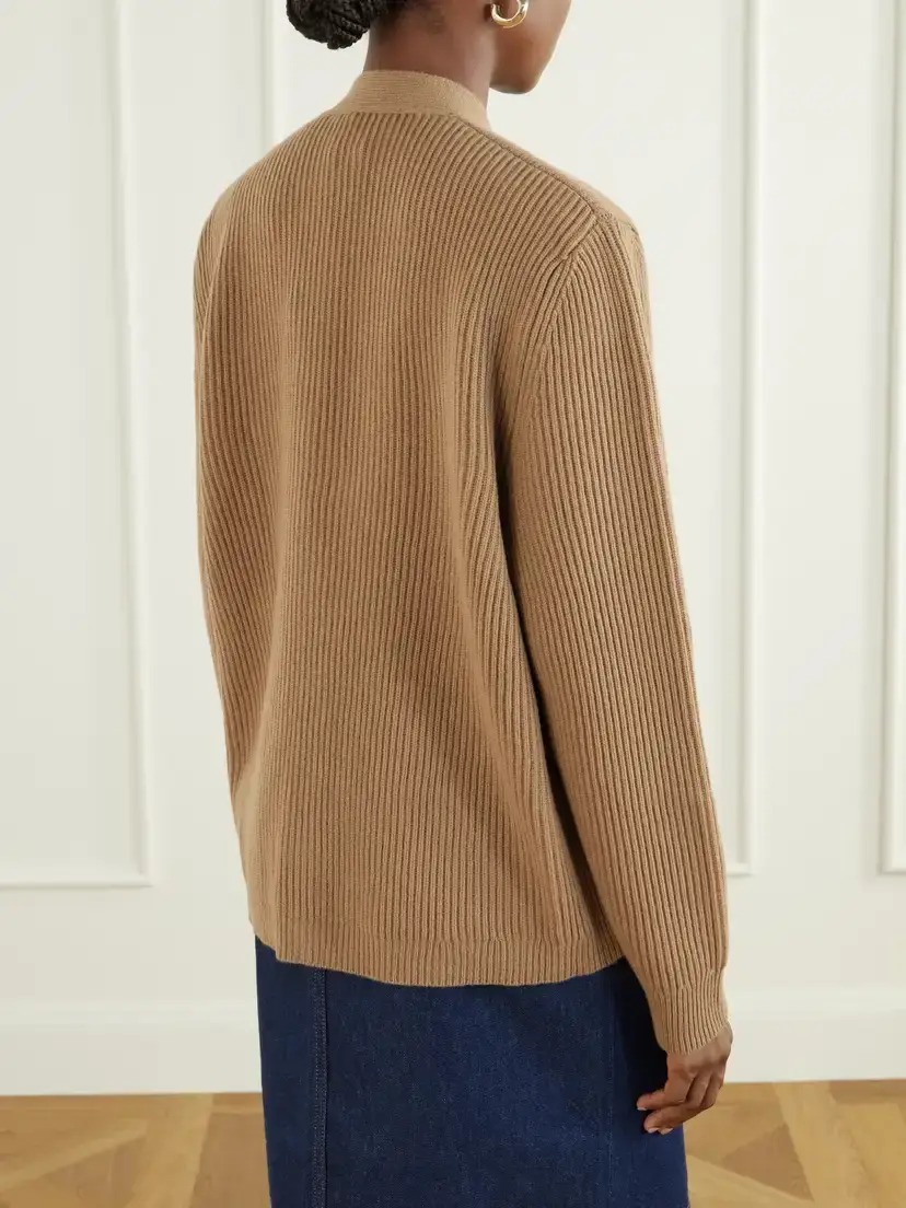 Blazé Milano Highland Uda Ribbed Wool And Cashmere-blend Cardigan - Brown | Thumbnail 4 Blazé Milano Highland Uda Ribbed Wool And Cashmere-blend Cardigan - Brown | Thumbnail 4