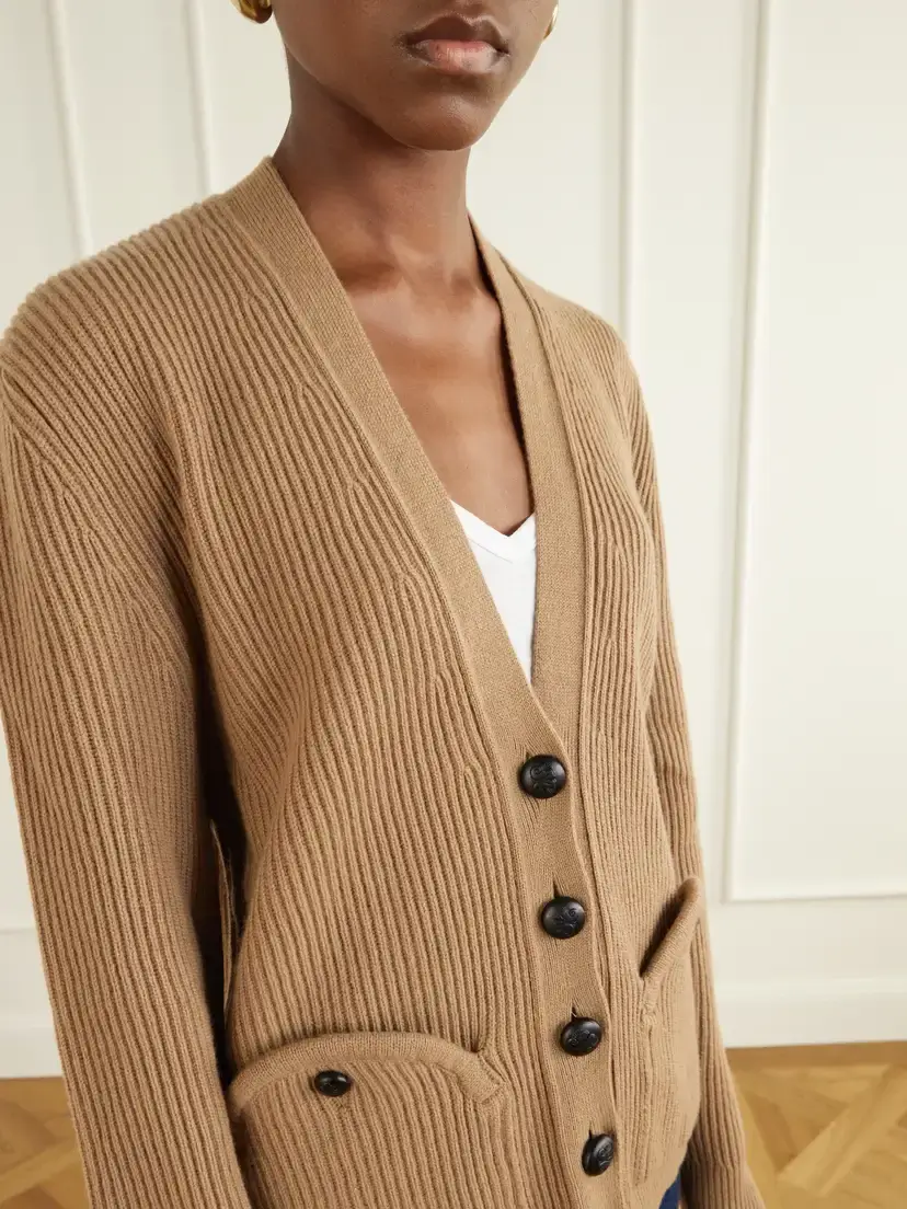 Blazé Milano Highland Uda Ribbed Wool And Cashmere-blend Cardigan - Brown | Thumbnail 5 Blazé Milano Highland Uda Ribbed Wool And Cashmere-blend Cardigan - Brown | Thumbnail 5