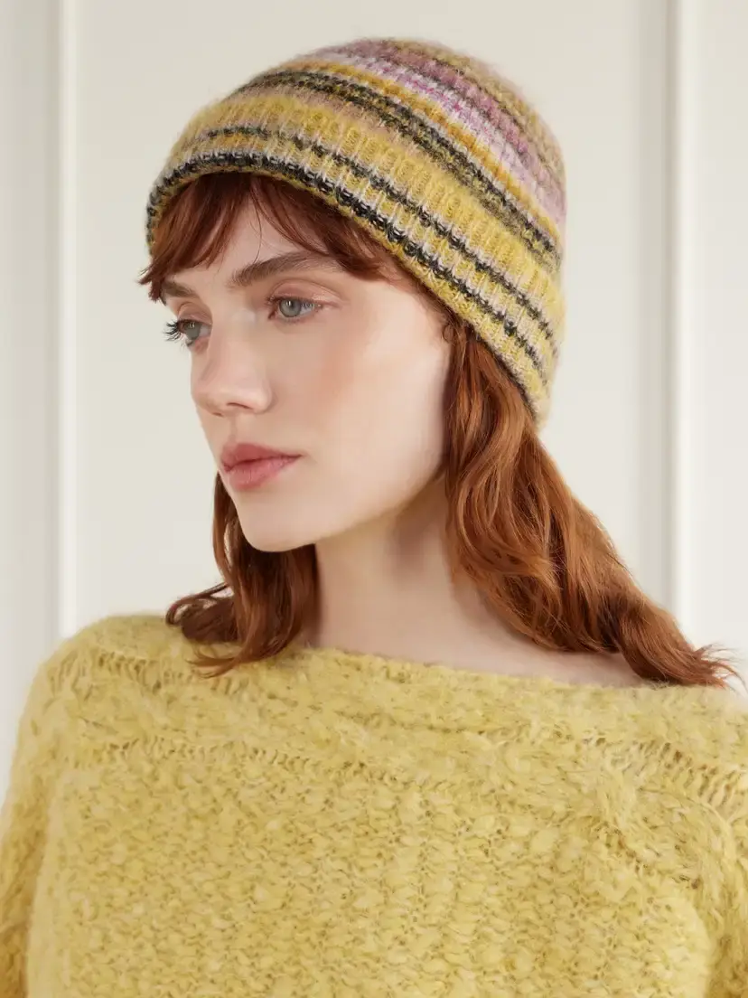 Isabel Marant Morenne Striped Mohair-blend Beanie | Thumbnail 2 Isabel Marant Morenne Striped Mohair-blend Beanie | Thumbnail 2