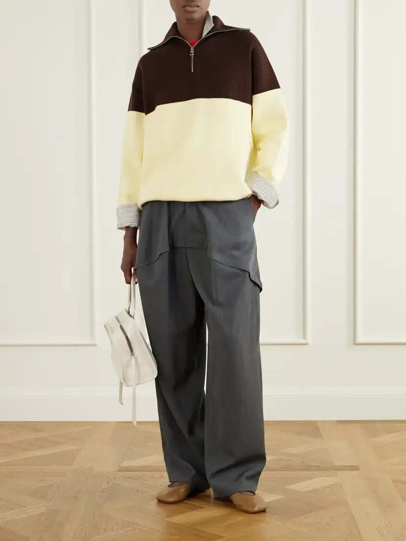 Loewe Anagram-embossed Two-tone Cotton-blend Jersey Half-zip Sweatshirt | Thumbnail 2 Loewe Anagram-embossed Two-tone Cotton-blend Jersey Half-zip Sweatshirt | Thumbnail 2