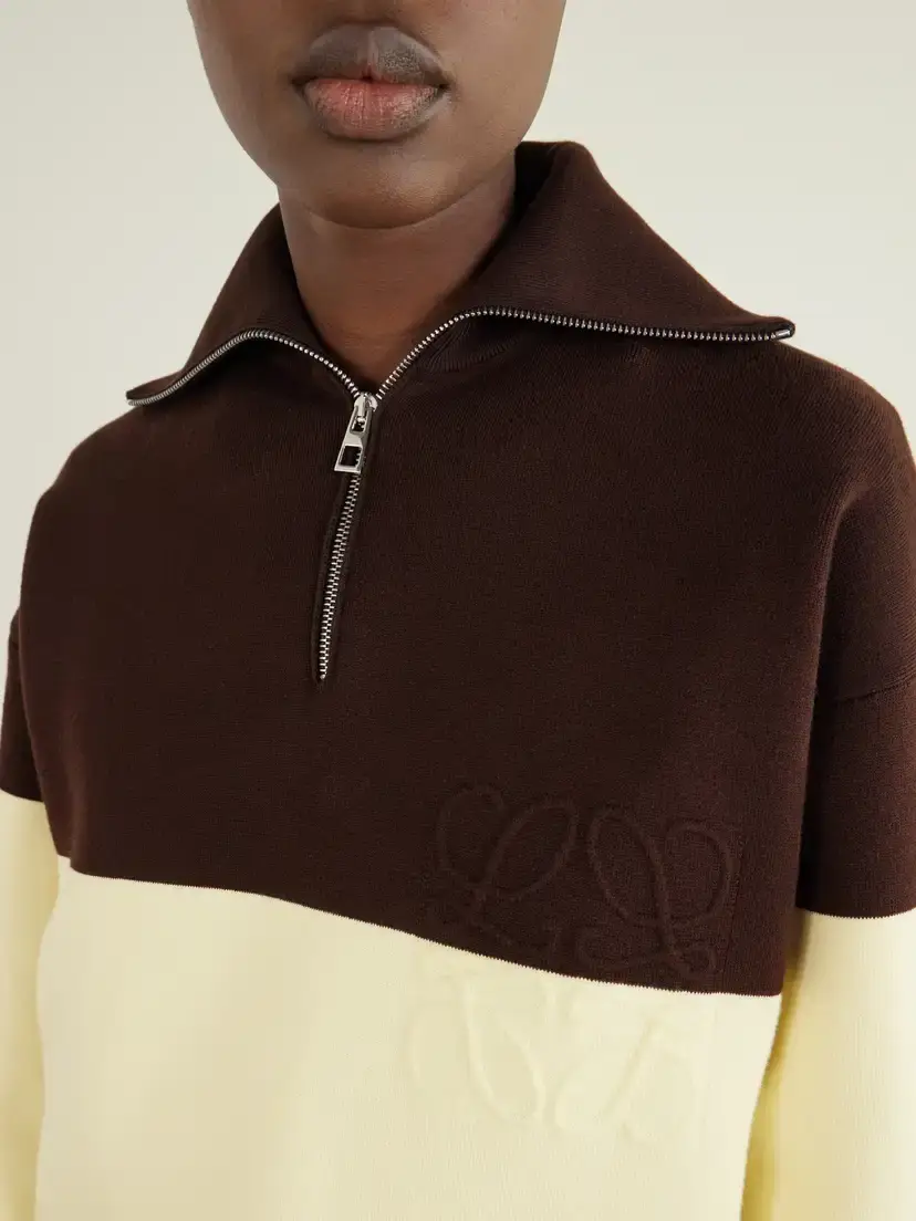 Loewe Anagram-embossed Two-tone Cotton-blend Jersey Half-zip Sweatshirt | Thumbnail 5 Loewe Anagram-embossed Two-tone Cotton-blend Jersey Half-zip Sweatshirt | Thumbnail 5