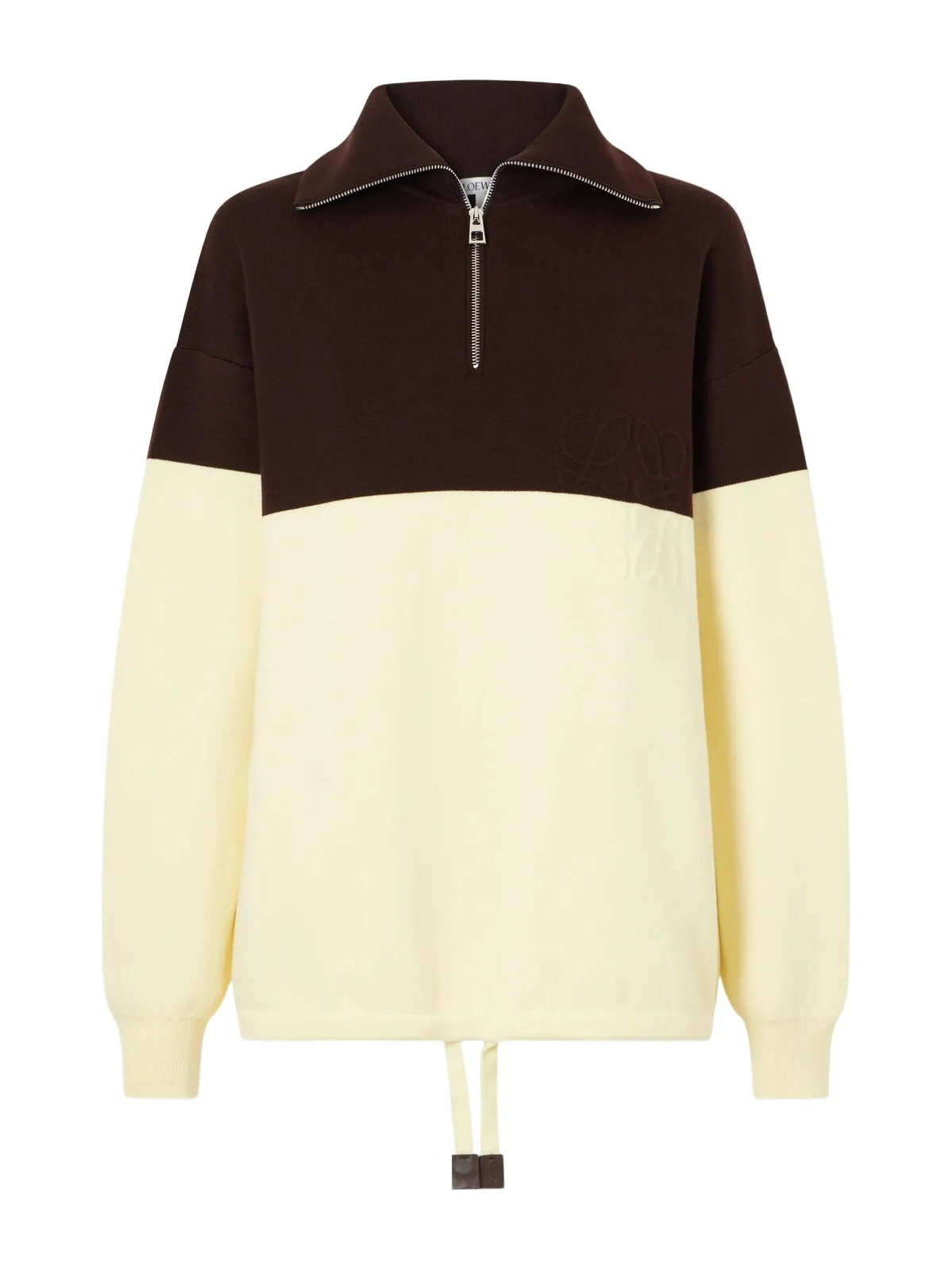 Loewe Anagram-embossed Two-tone Cotton-blend Jersey Half-zip Sweatshirt