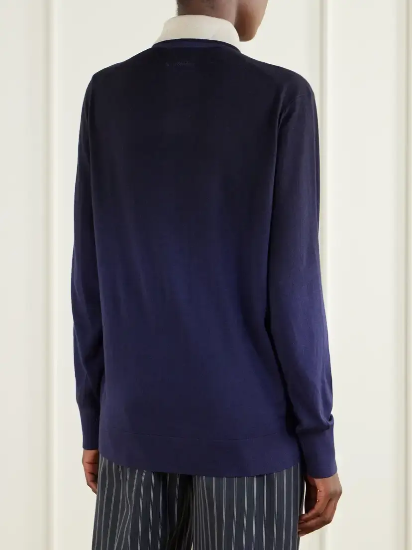 Acne Studios Layered Silk, Wool And Cashmere-blend Polo Sweater | Thumbnail 4